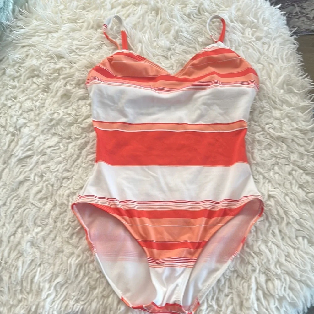 MICHAEL Michael Kors Burnt Orange & White One Piece Swimsuit